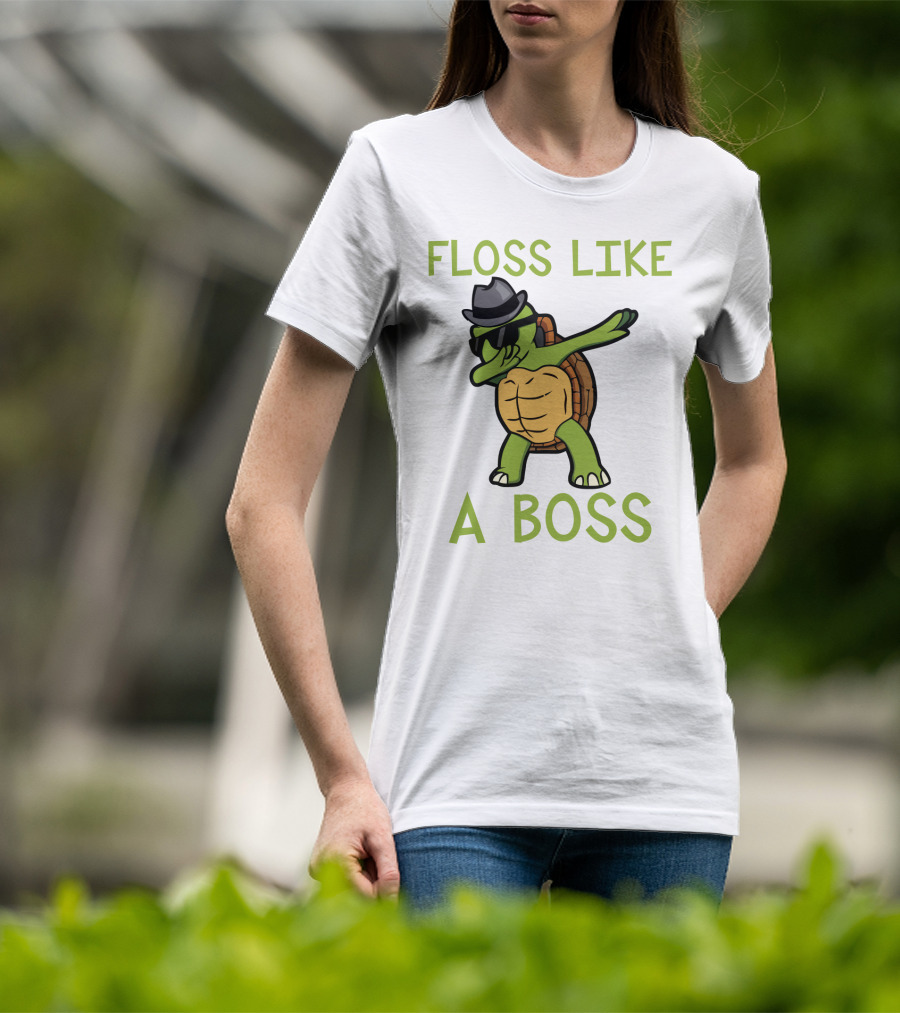 Dabbing Turtle Floss Like A Boss With Hat And Sunglasses T-Shirt
