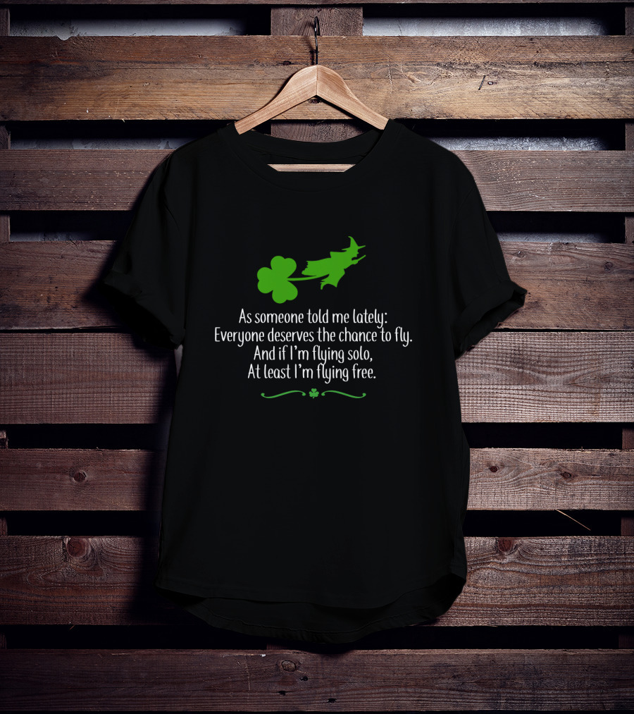 Wicked Patrick's Day Flying Solo Shamrock Witch T-Shirt