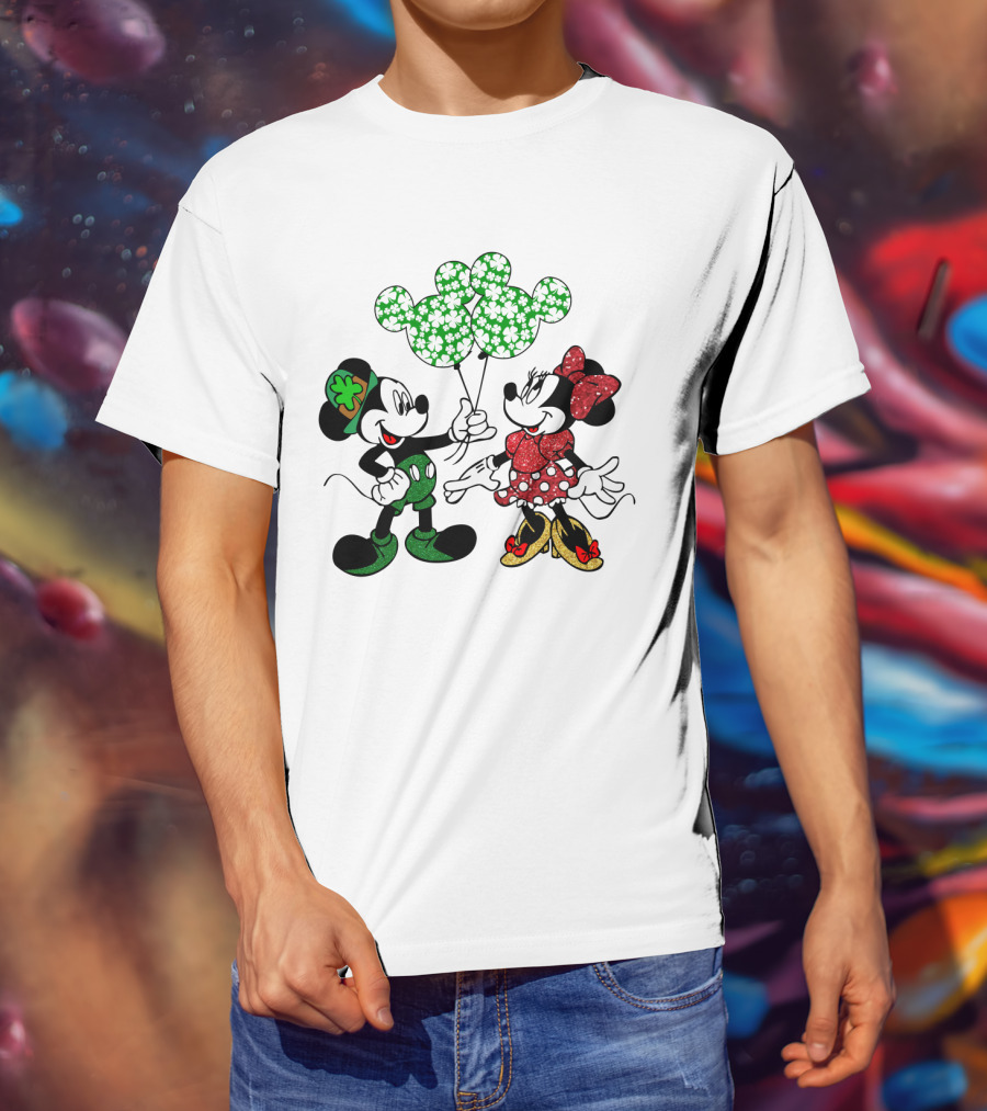 Mickey Mouse Minnie Mouse St. Patrick's Day Shamrock Balloons T-Shirt