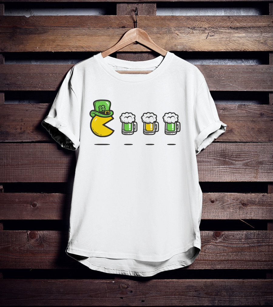 Pacman St. Patrick's Day Beer Mugs Hat T-Shirt