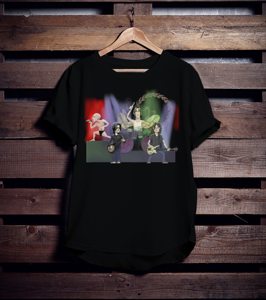Tool Band Caricature Concert Scene With Animated Rock Musicians T-Shirt