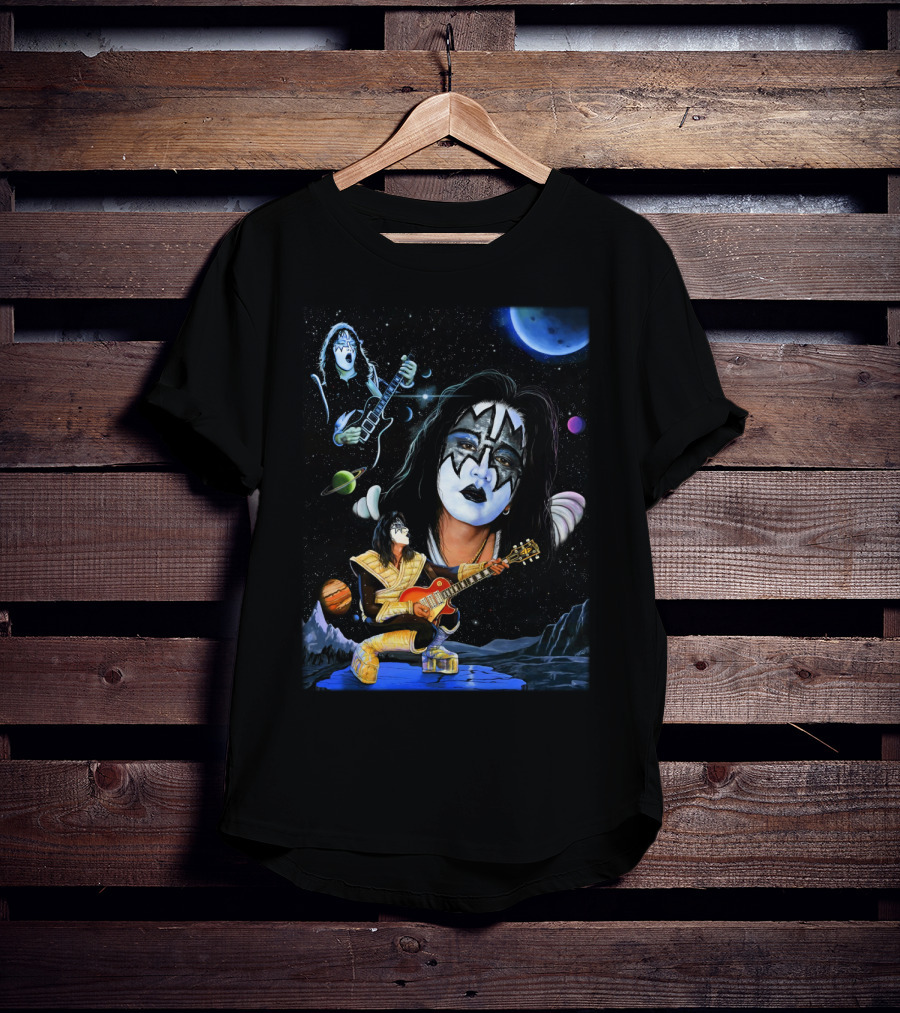 Ace Frehley Kiss Cosmic Rock Guitarist With Space Imagery And Planets T-Shirt