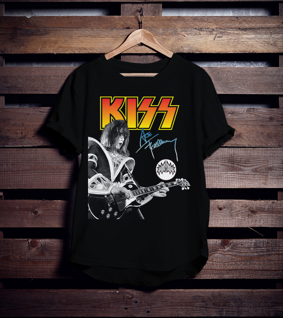 KISS Ace Frehley Signature Electric Guitar Iconic Rock Legend T-Shirt