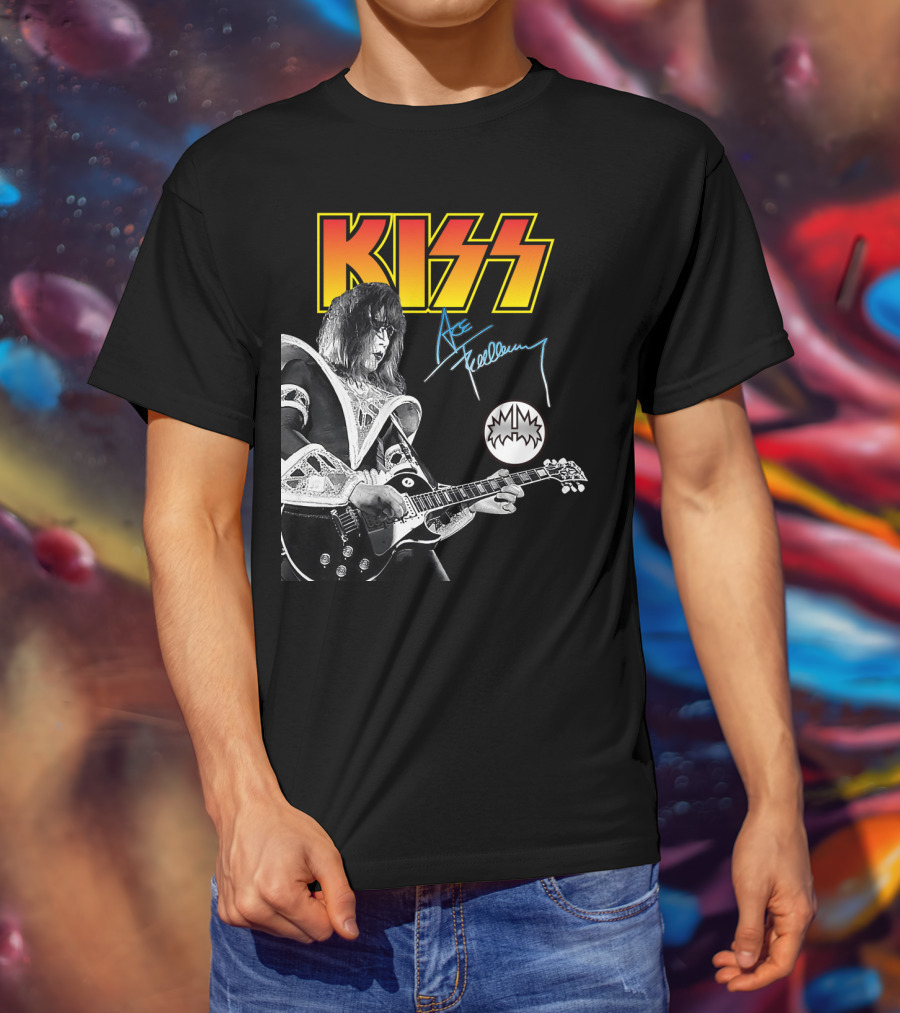 KISS Ace Frehley Signature Electric Guitar Iconic Rock Legend T-Shirt