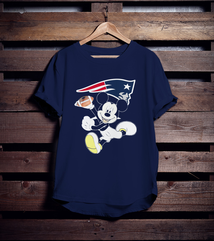 Mickey Patriots Football Fan Crossover With Iconic New England T-Shirt