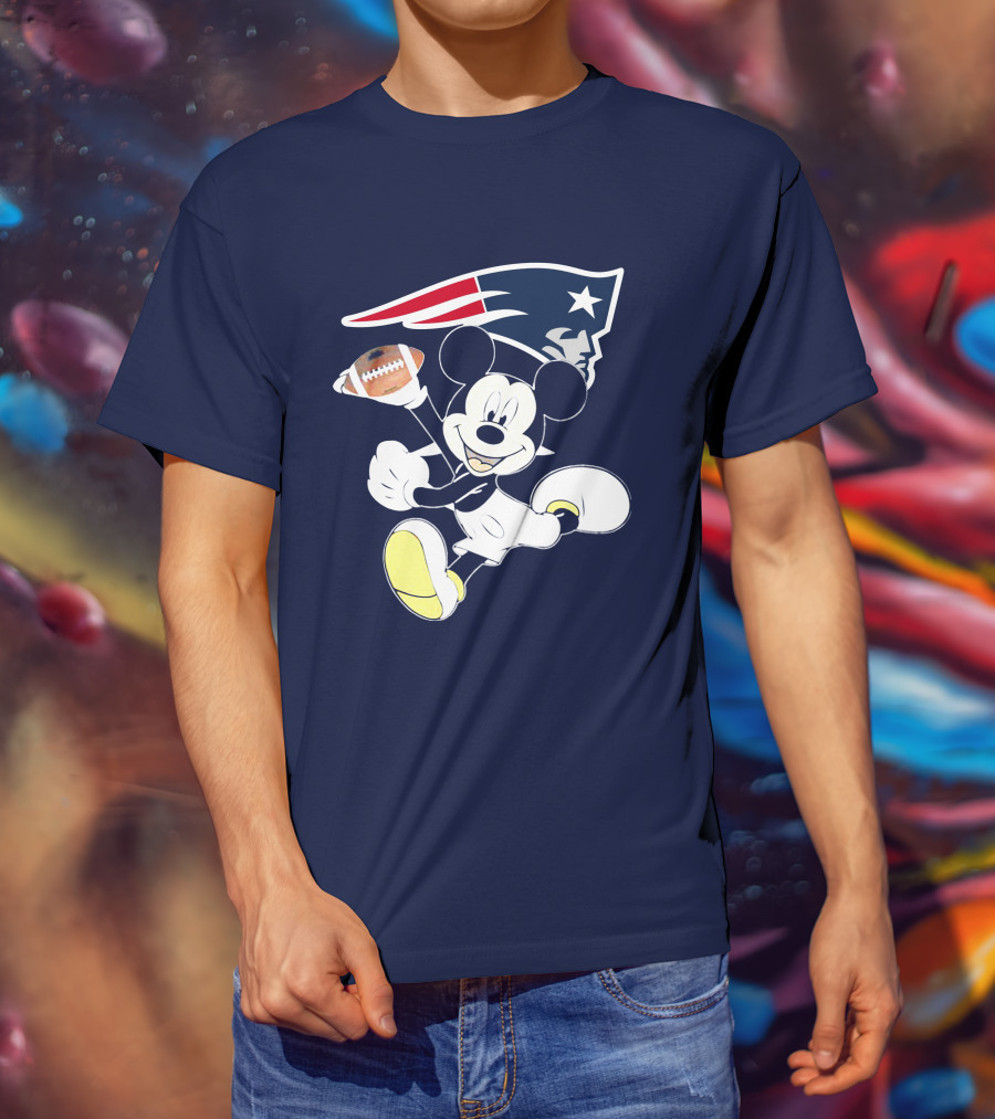 Mickey Patriots Football Fan Crossover With Iconic New England T-Shirt