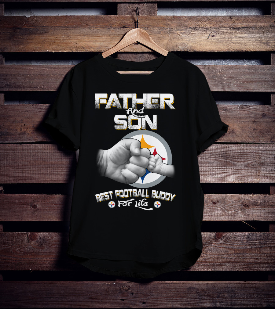 Father And Son Best Football Buddy For Life Steelers Fist Bump T-Shirt