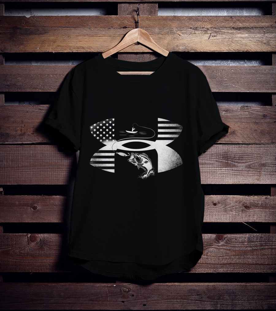 Bass Fishing American Flag Under Armour T-Shirt