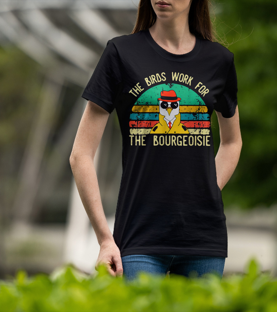 The Birds Work For The Bourgeoisie Retro Style Penguin In Hat And Sunglasses T-Shirt
