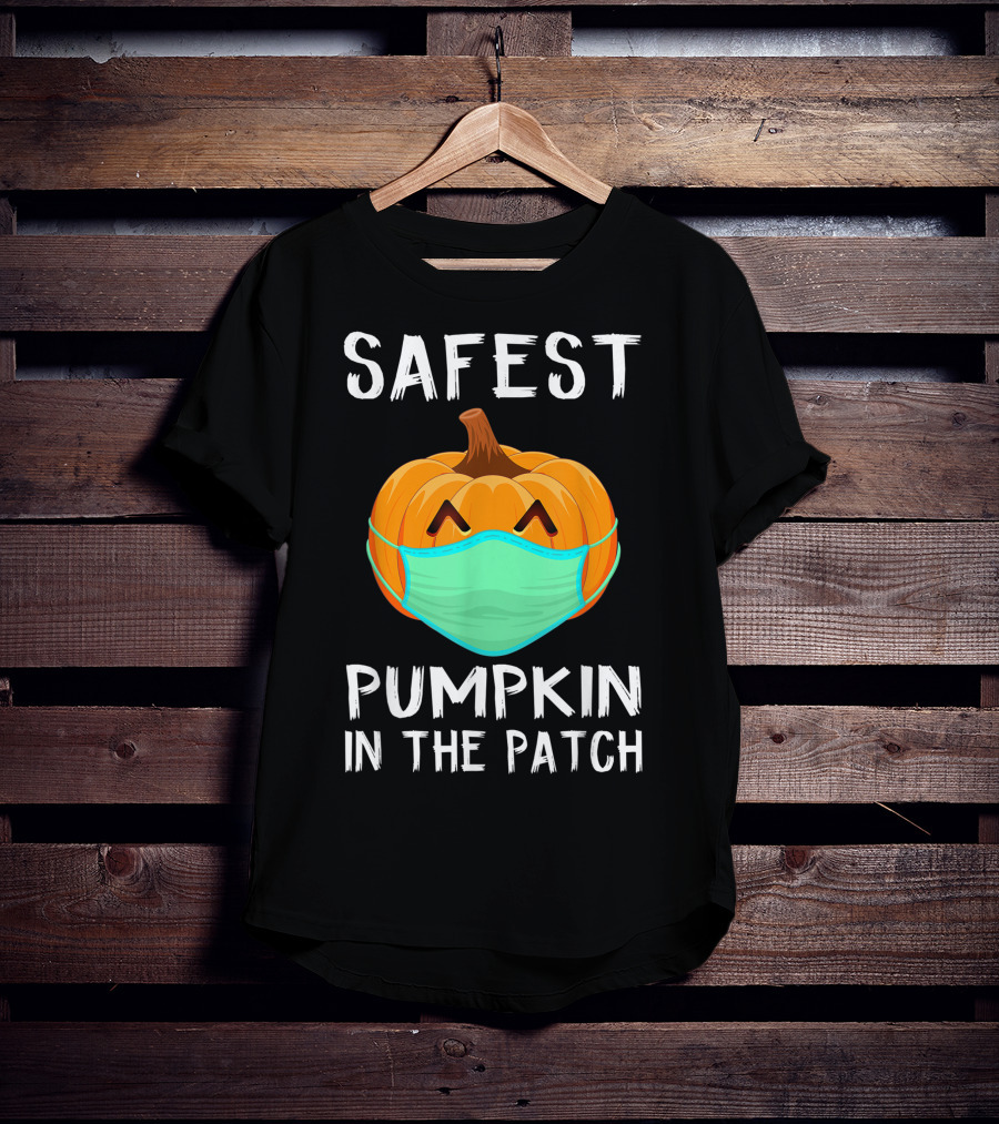 Safest Pumpkin In The Patch Halloween Costume With Face Mask T-Shirt