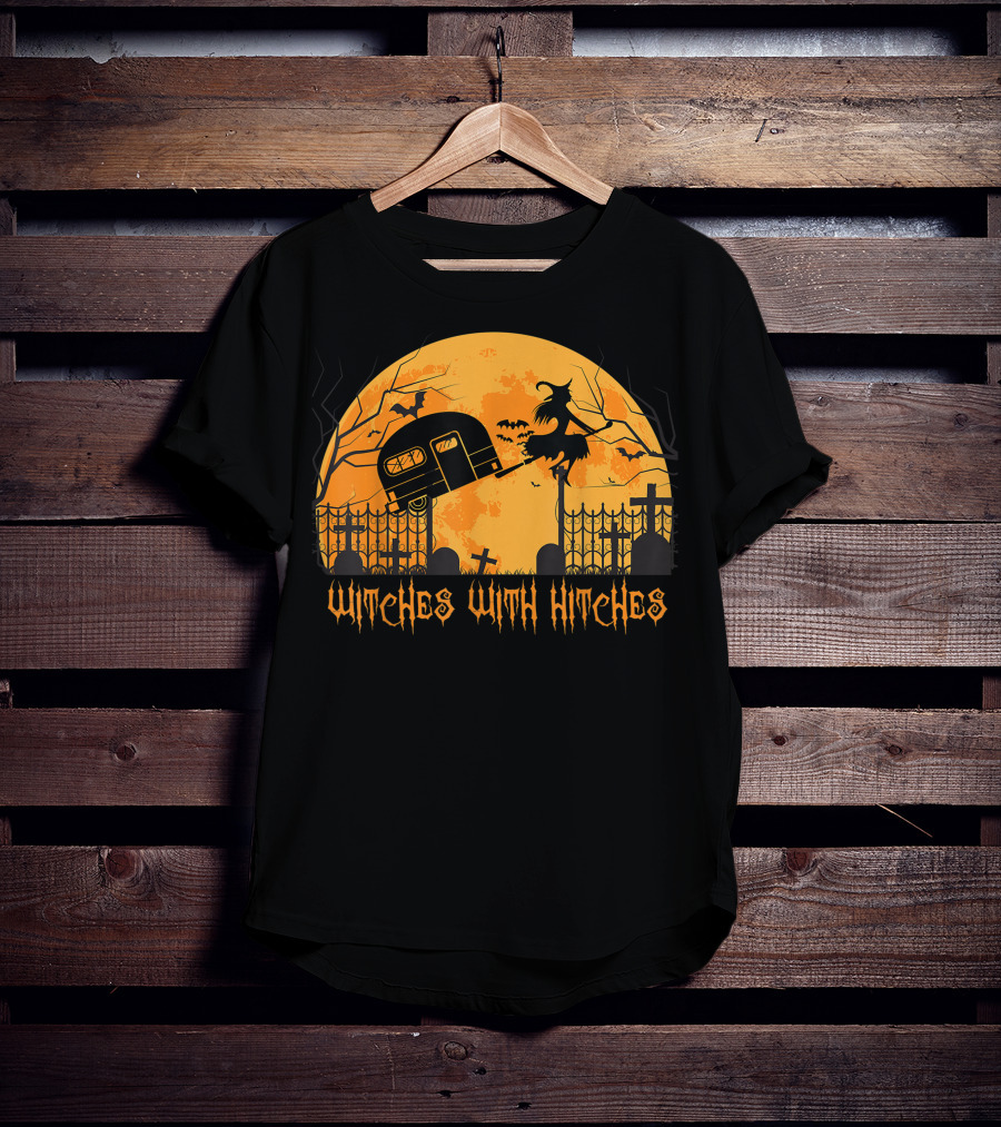 Halloween Spooky Witches With Hitches Camping Scene T-Shirt