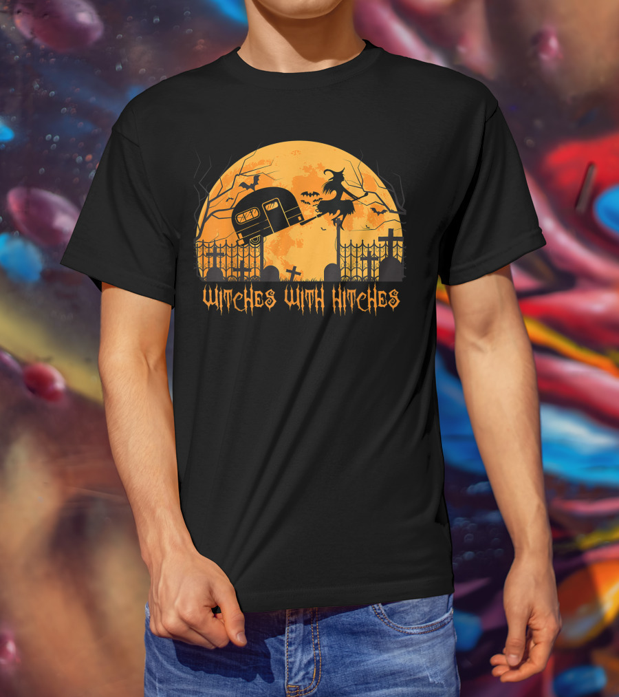 Halloween Spooky Witches With Hitches Camping Scene T-Shirt