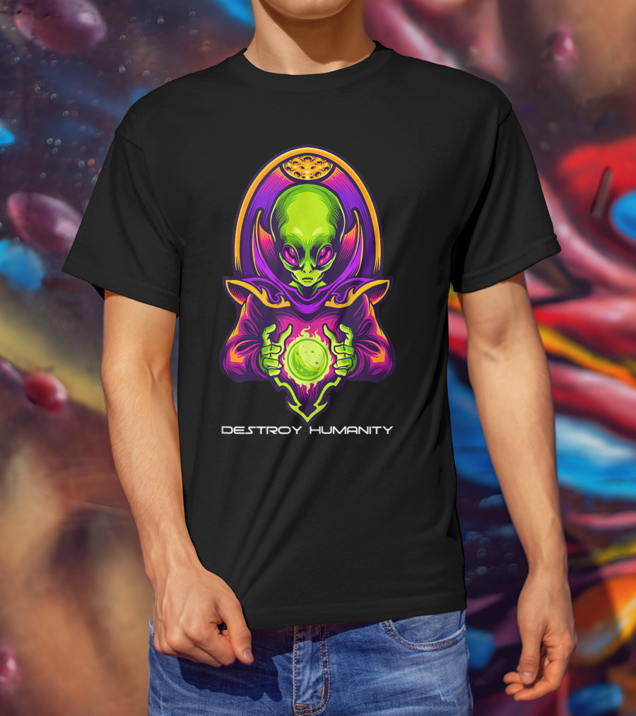 Destroy Humanity Funny Alien Gamer Birthday T-Shirt