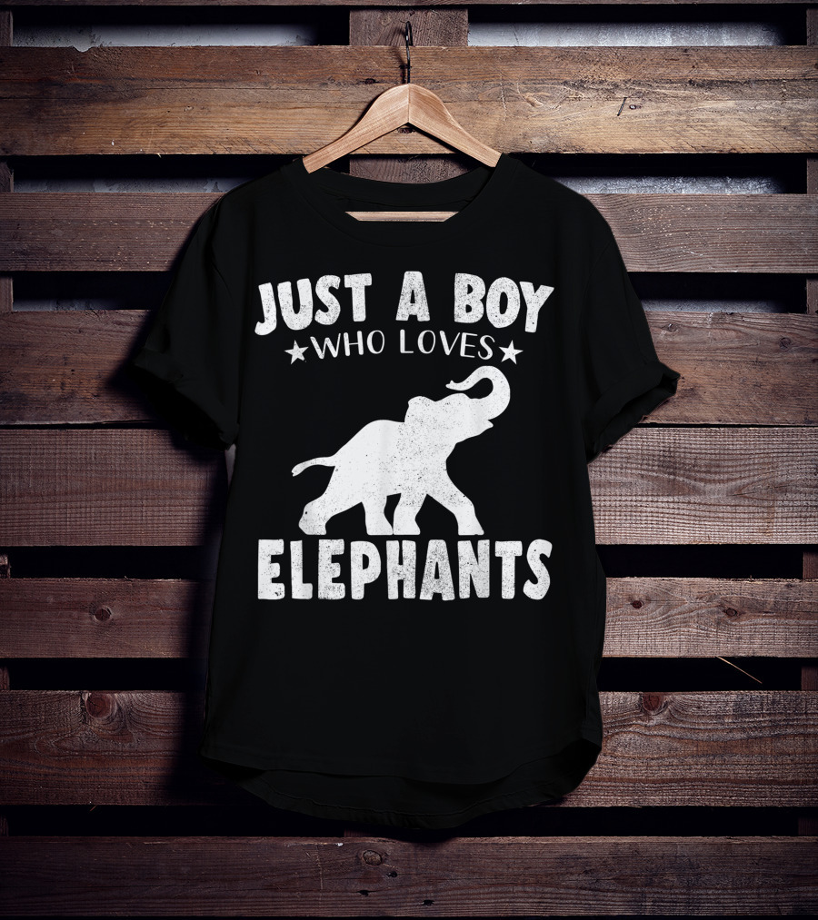 Just A Boy Who Loves Elephants Cool Animals Lover Basic T-Shirt