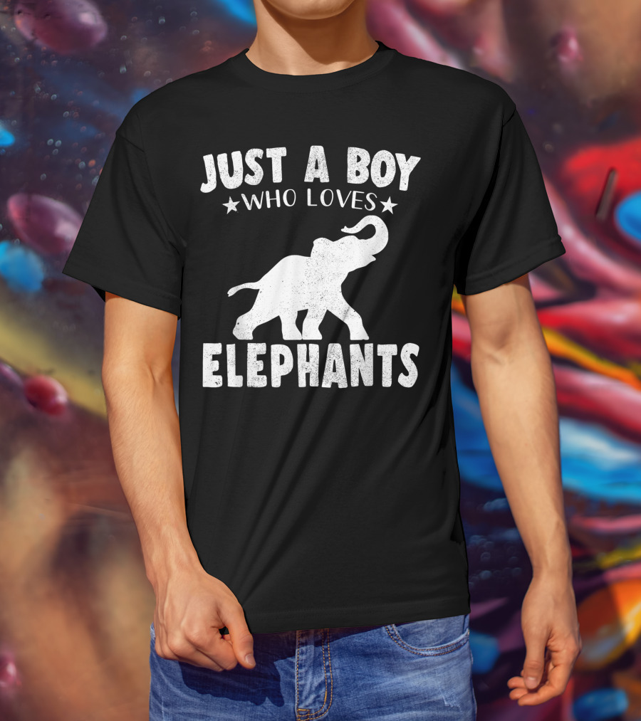 Just A Boy Who Loves Elephants Cool Animals Lover Basic T-Shirt