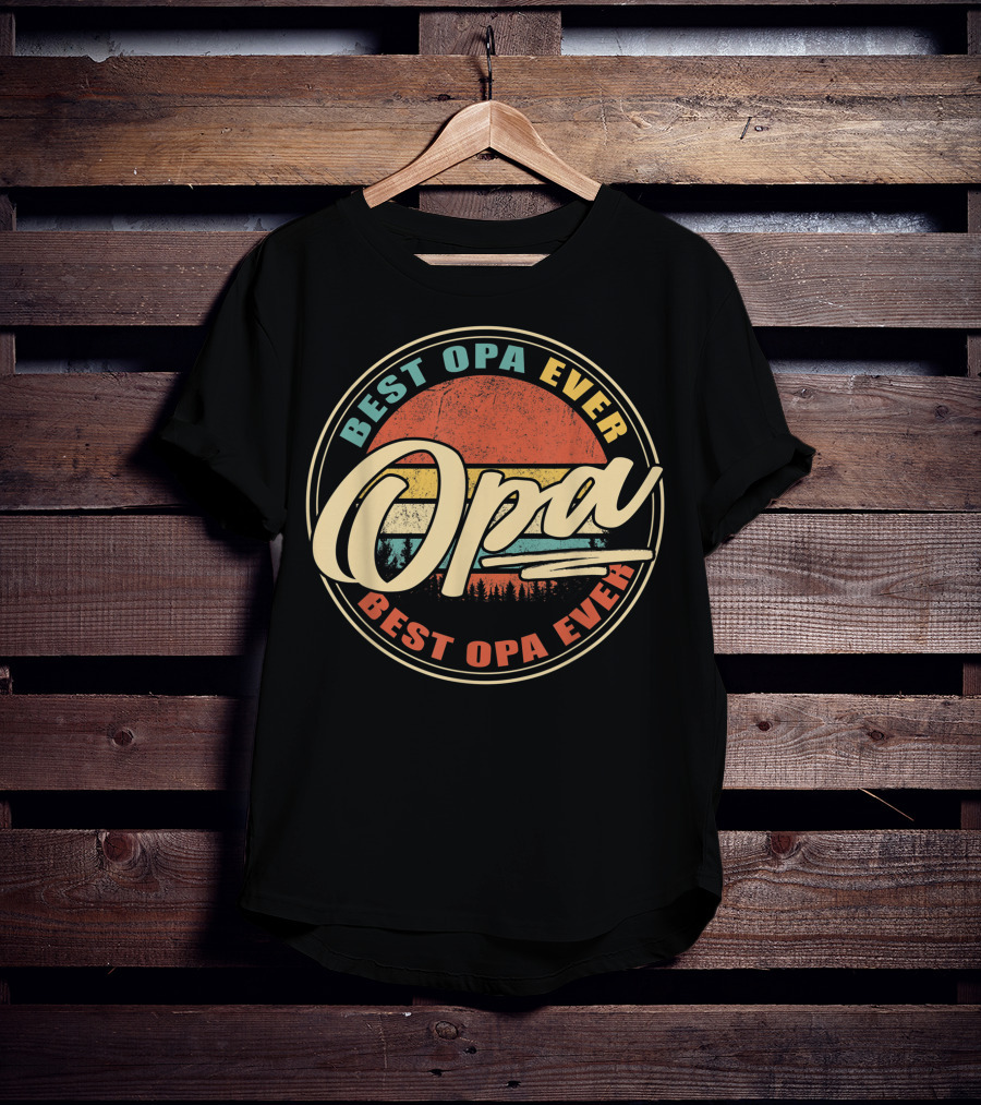 Best Opa Ever Vintage Sunset Forest T-Shirt