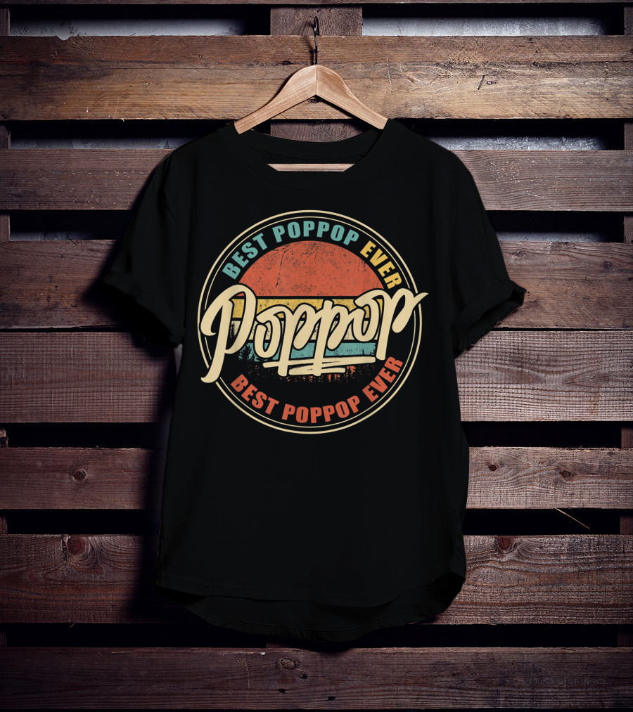 Best Poppop Ever Vintage Sunset Retro Grandpa Papa T-Shirt