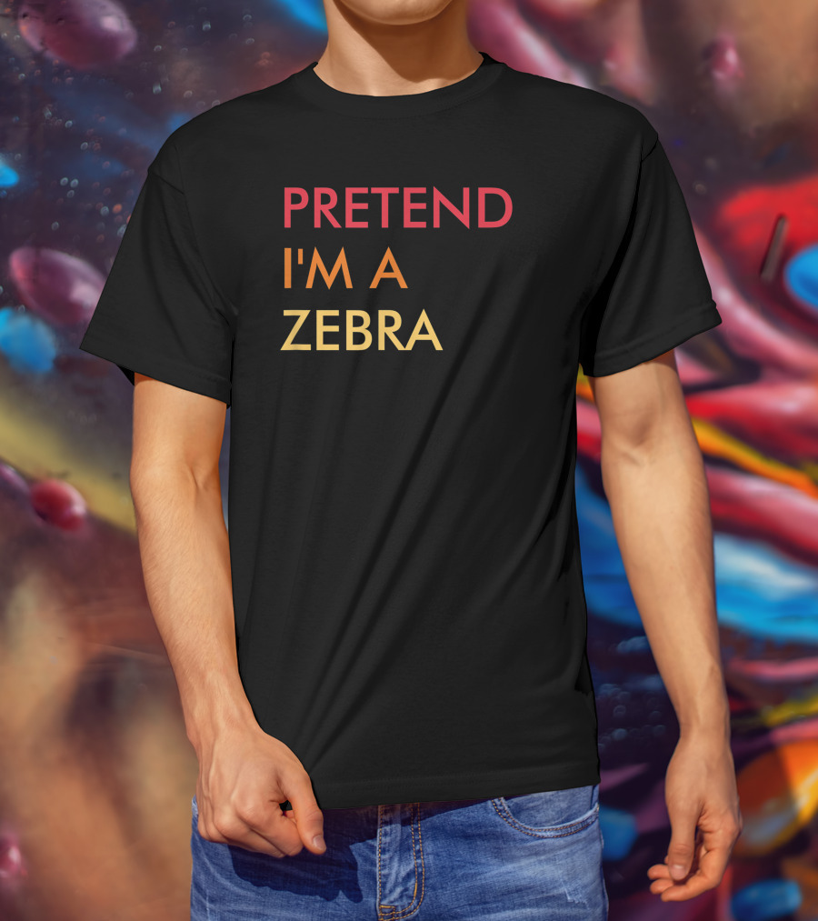 Pretend I'm A Zebra Lazy Halloween Party T-Shirt