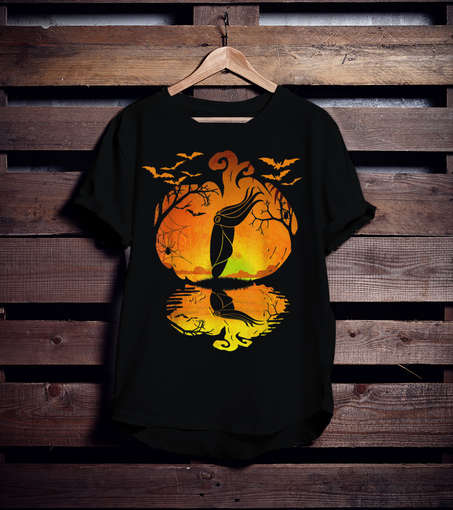 Halloween Cuttlefish Pumpkin With Bats And Spiderwebs T-Shirt