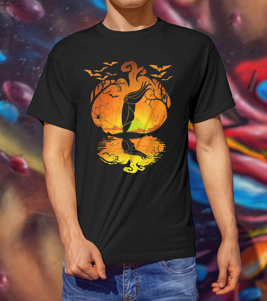 Halloween Cuttlefish Pumpkin With Bats And Spiderwebs T-Shirt