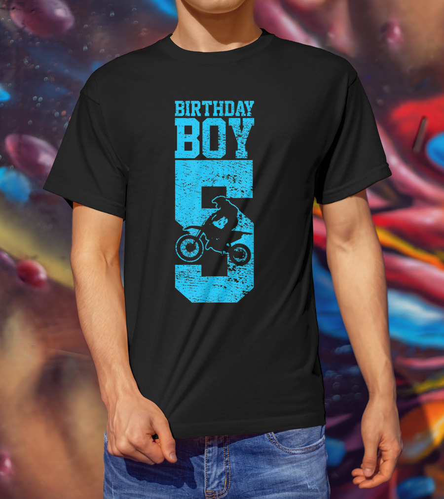 Birthday Boy 5 Motocross Dirt Bike T-Shirt