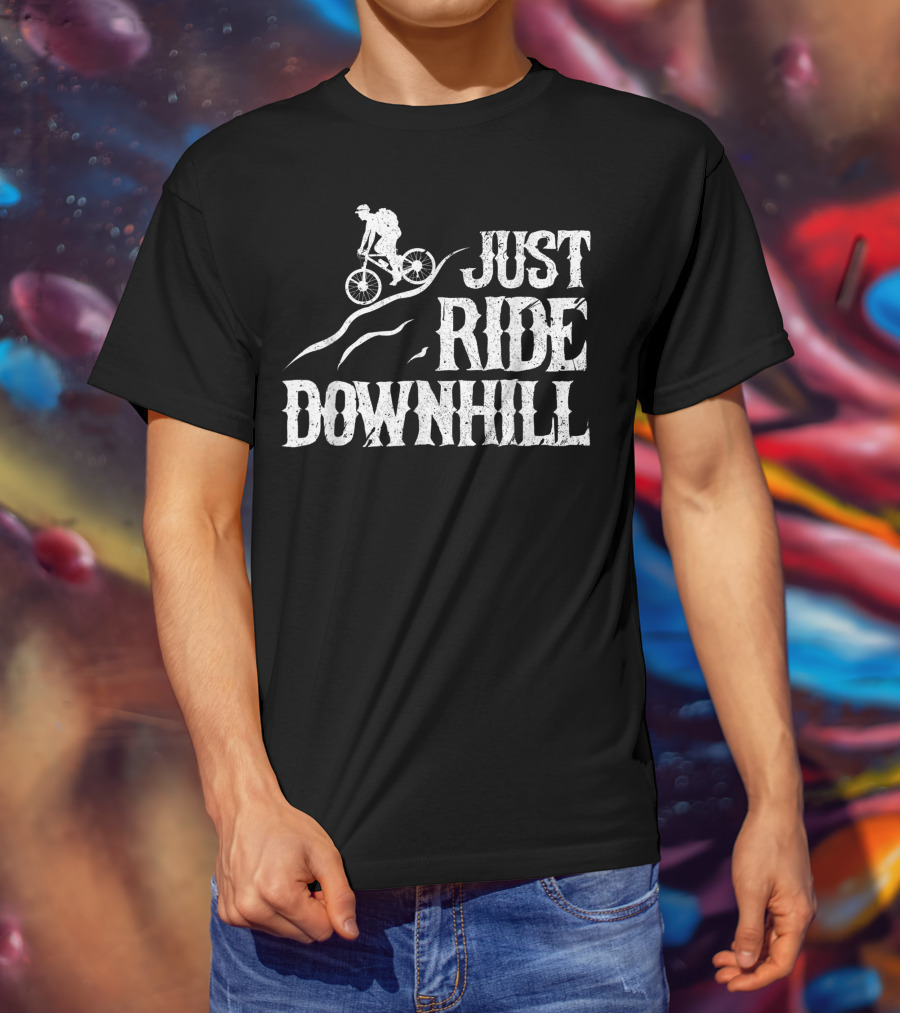 Just Ride Downhill Mountain Bike Cycling Biking Mtb Biker T-Shirt