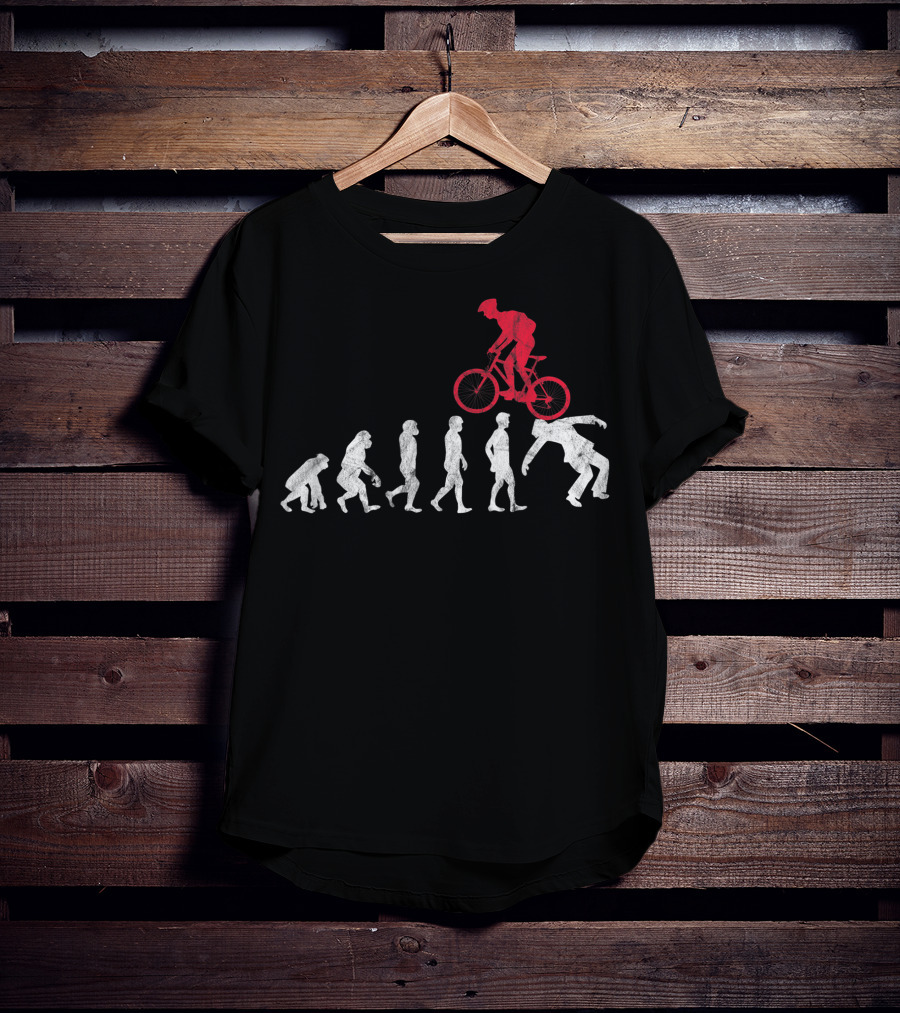 Mountain Bike Evolution Crash Funny MTB Bicycle Biker Rider T-Shirt