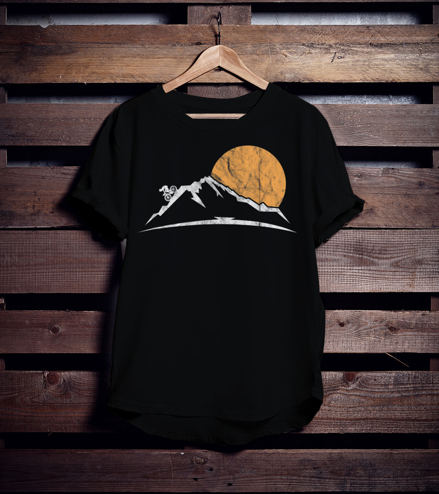 Mountain Bike MTB Downhill Biking Cycling With Sun And Mountain T-Shirt