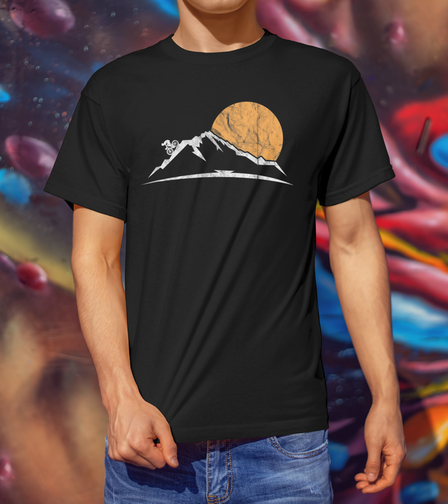 Mountain Bike MTB Downhill Biking Cycling With Sun And Mountain T-Shirt