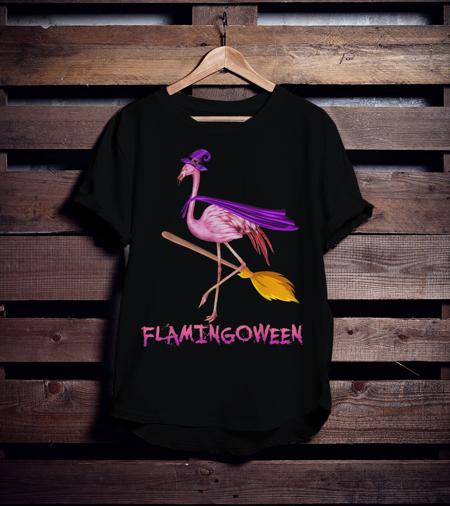 Flamingoween Funny Flamingo Witch Halloween Costume Best T-Shirt