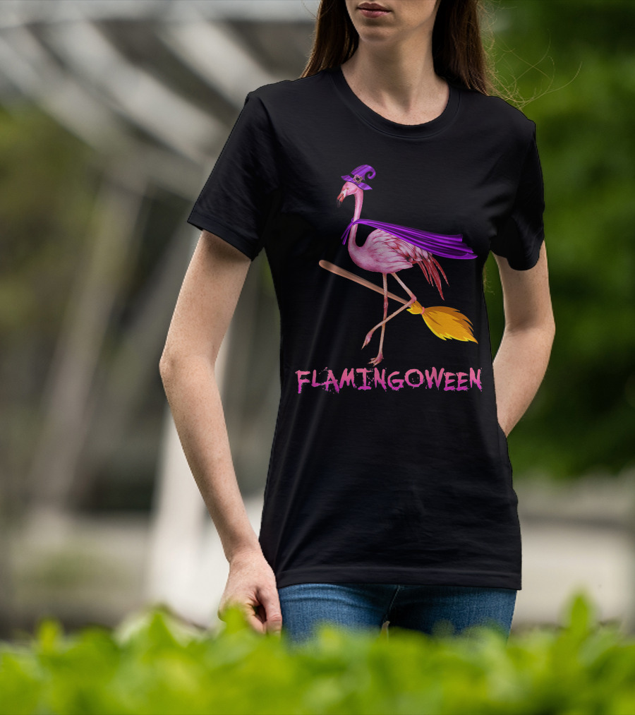 Flamingoween Funny Flamingo Witch Halloween Costume Best T-Shirt