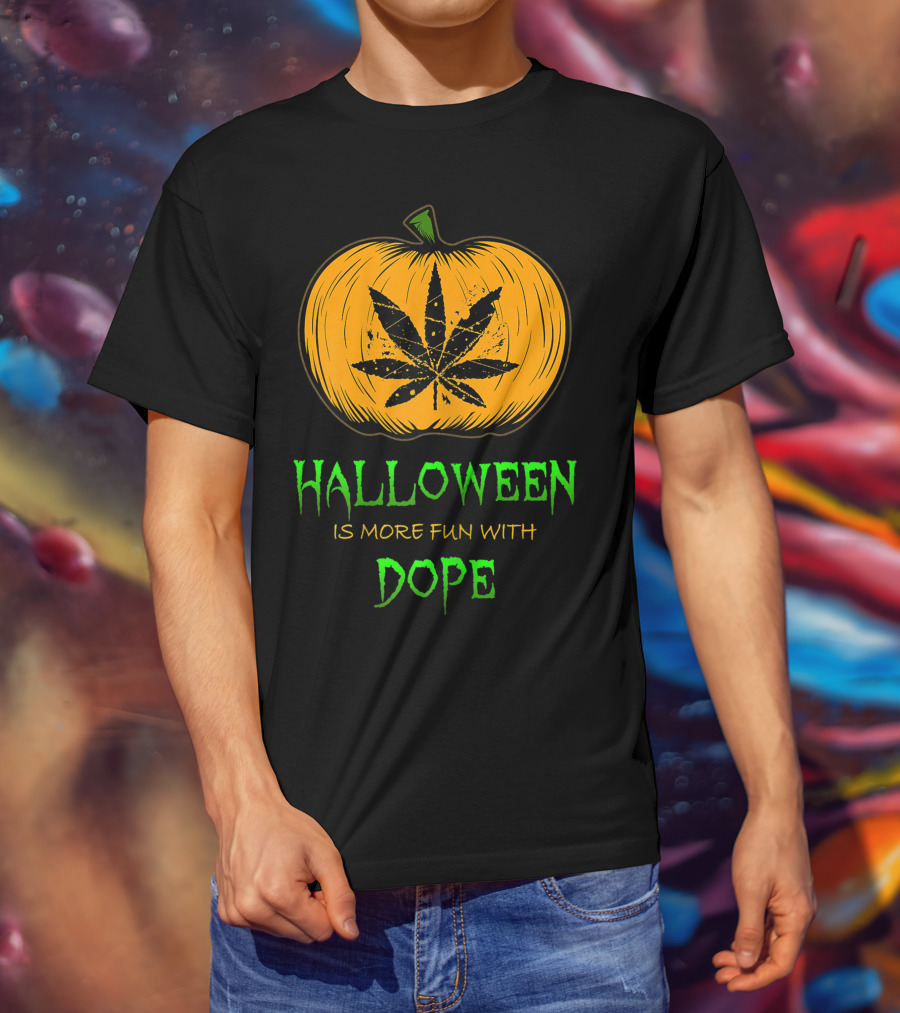 Halloween Is More Fun With Dope Pumpkin Leaf T-Shirt