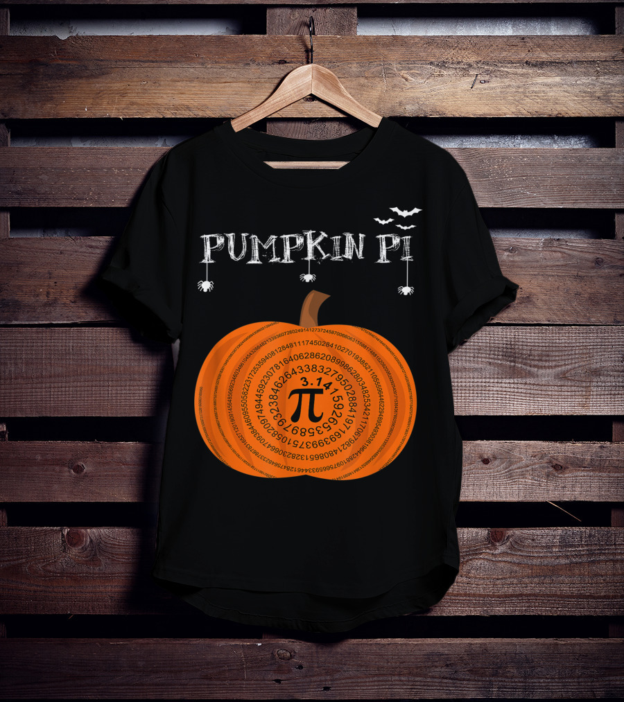 Pumpkin Pi Halloween Math Teachers Pumpkin With Pi Symbol And Bats T-Shirt