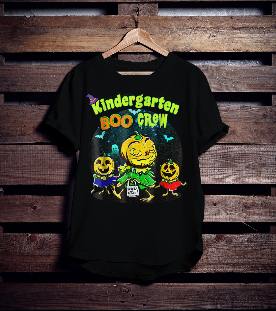 Kindergarten Boo Crew Halloween Trick Or Teach Pumpkin Gang T-Shirt