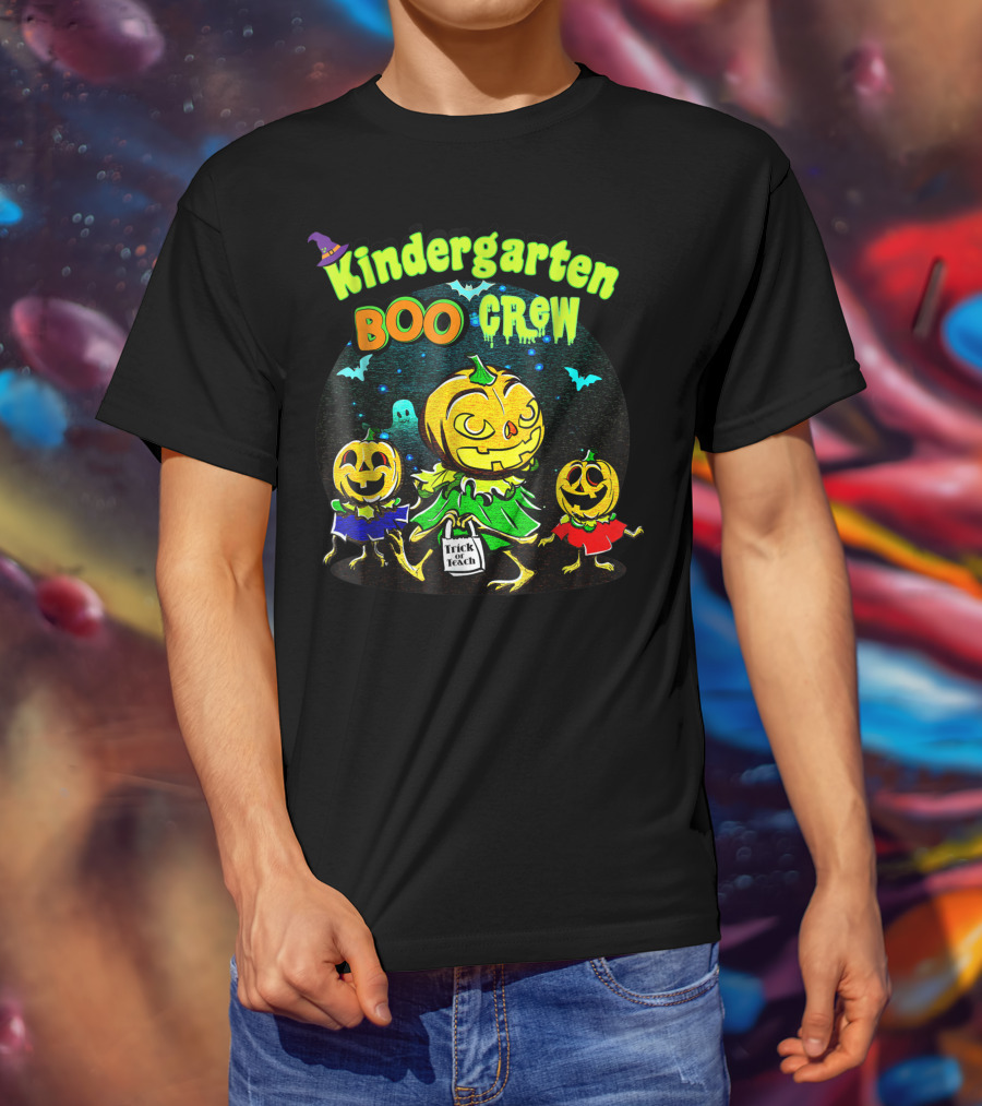 Kindergarten Boo Crew Halloween Trick Or Teach Pumpkin Gang T-Shirt