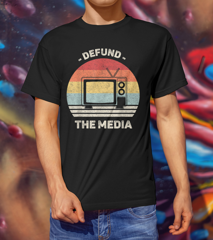 Defund The Media Vintage TV Protest Fake News T-Shirt