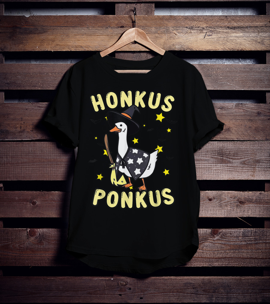 Honkus Ponkus Witch Duck With Stars And Bats T-Shirt