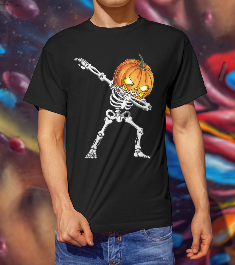 Dabbing Skeleton Pumpkin Halloween Best T-Shirt