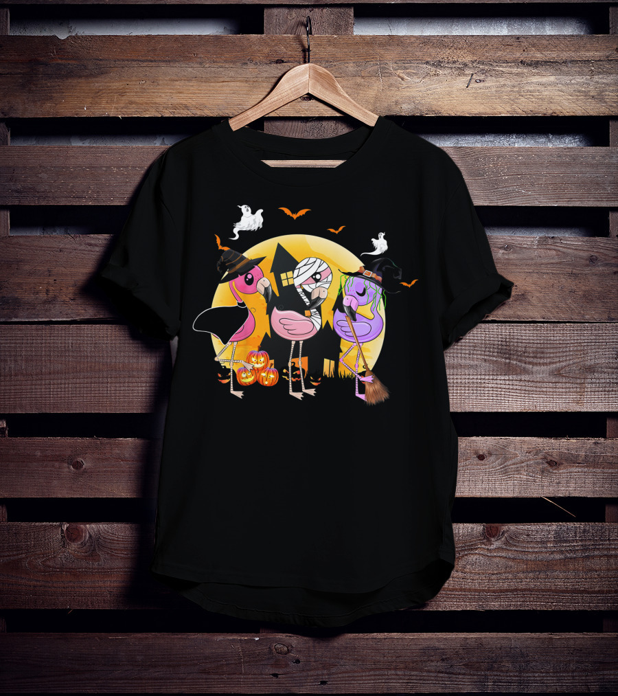 Funny Halloween Party Flamingo Lover Pumpkin Best T-Shirt