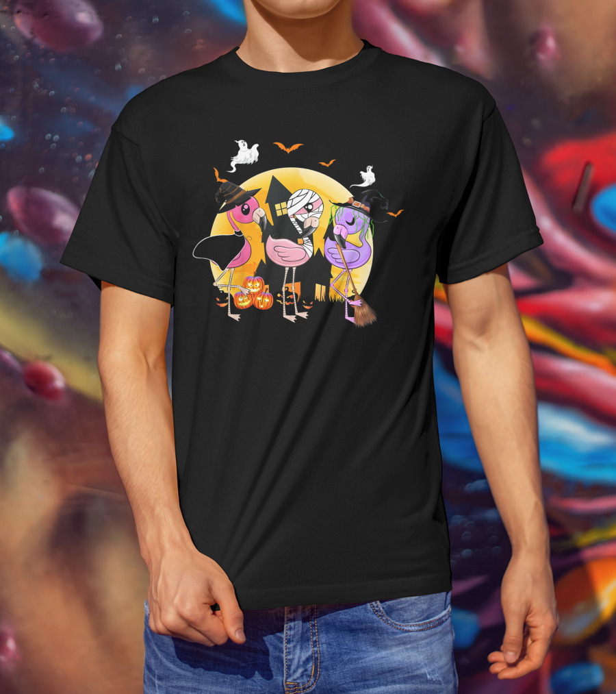 Funny Halloween Party Flamingo Lover Pumpkin Best T-Shirt