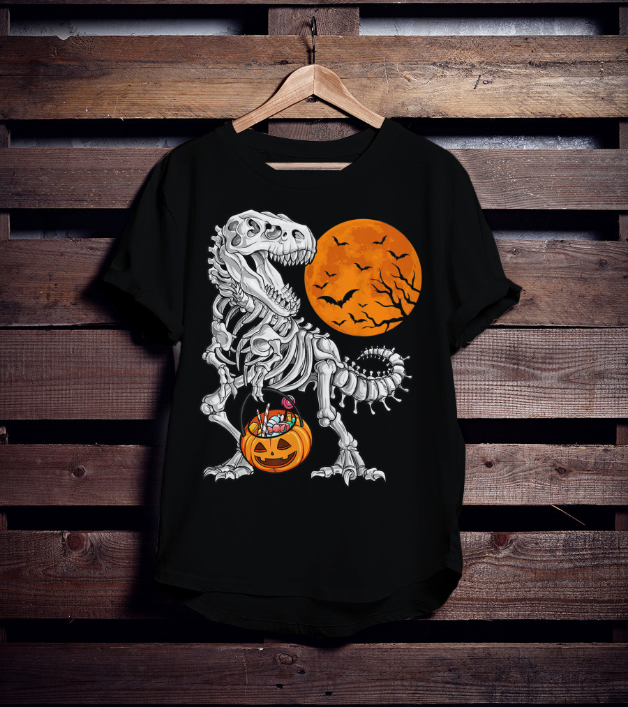 Dinosaur Skeleton Rex Scary Halloween T-Shirt