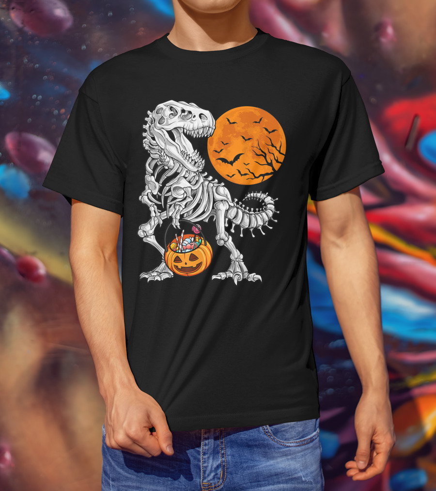 Dinosaur Skeleton Rex Scary Halloween T-Shirt