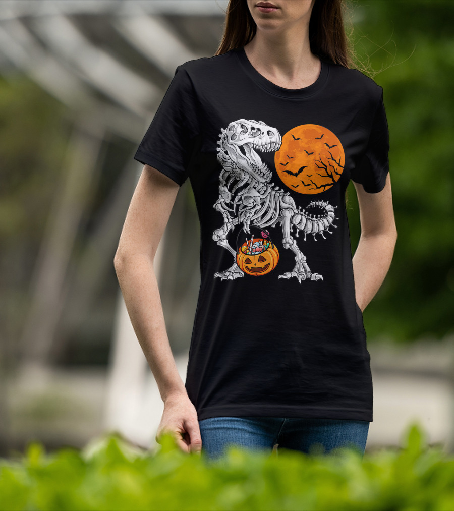 Dinosaur Skeleton Rex Scary Halloween T-Shirt