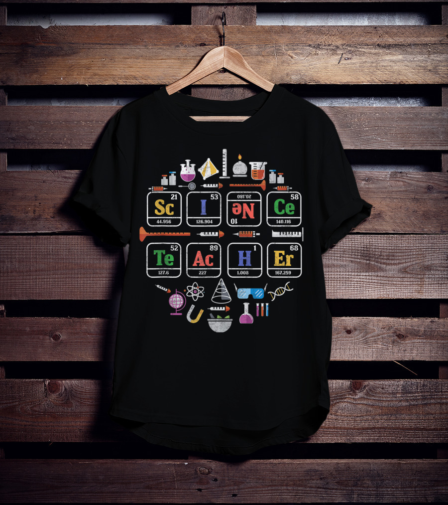 Science Teacher Periodic Table Chemistry Elements Icons T-Shirt