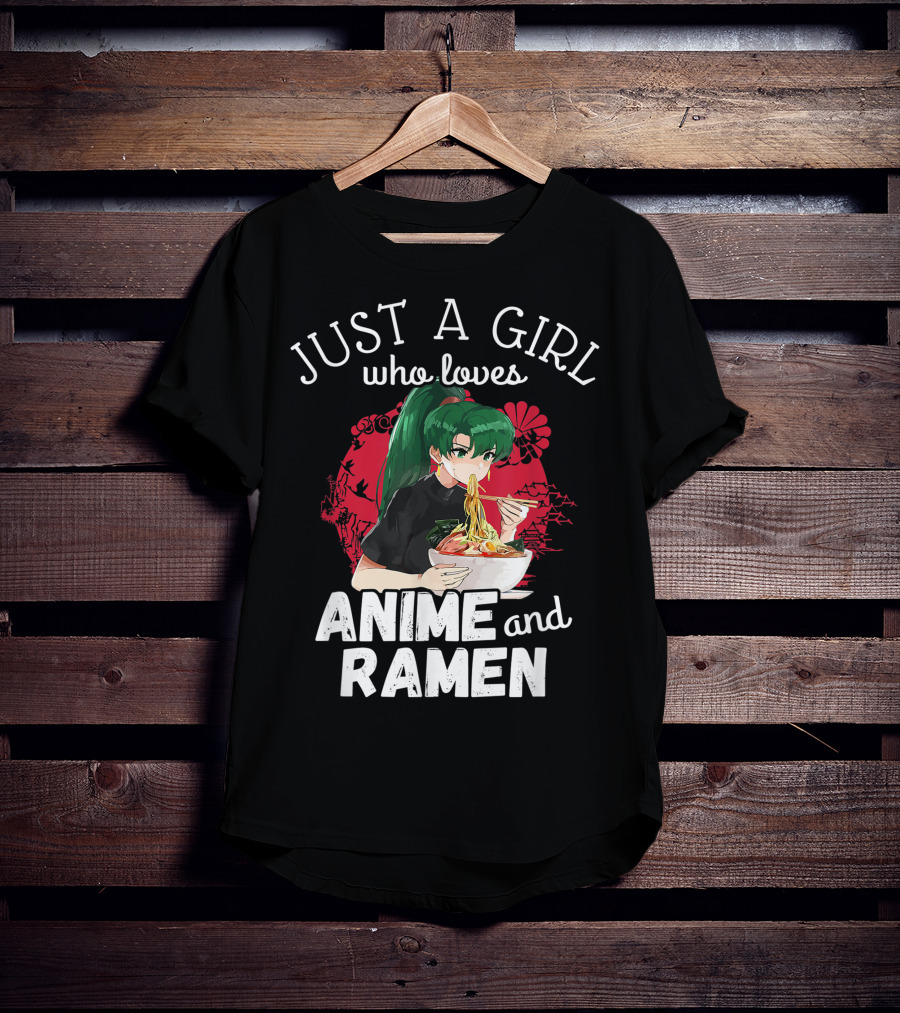 Just A Girl Who Loves Anime And Ramen Manga Aesthetic Japan Style Kawaii T-Shirt