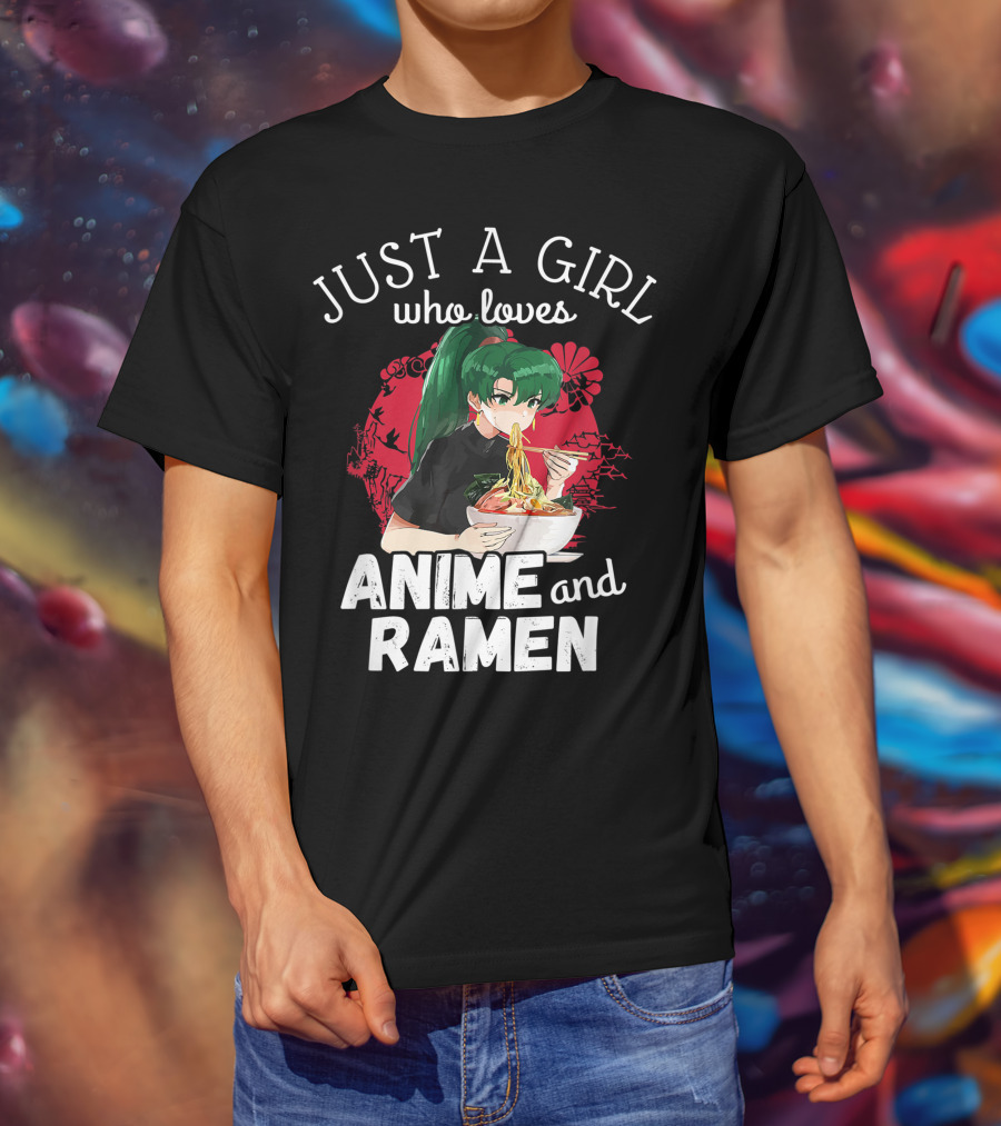 Just A Girl Who Loves Anime And Ramen Manga Aesthetic Japan Style Kawaii T-Shirt