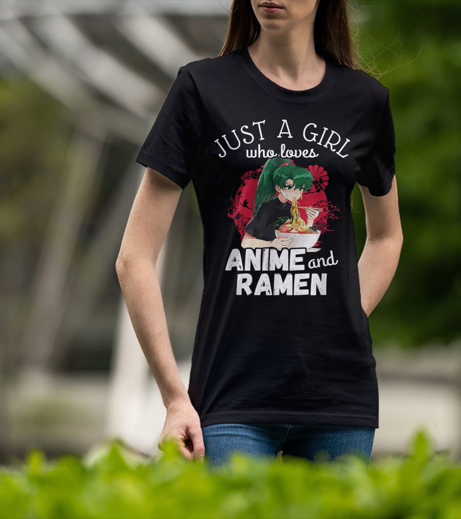 Just A Girl Who Loves Anime And Ramen Manga Aesthetic Japan Style Kawaii T-Shirt