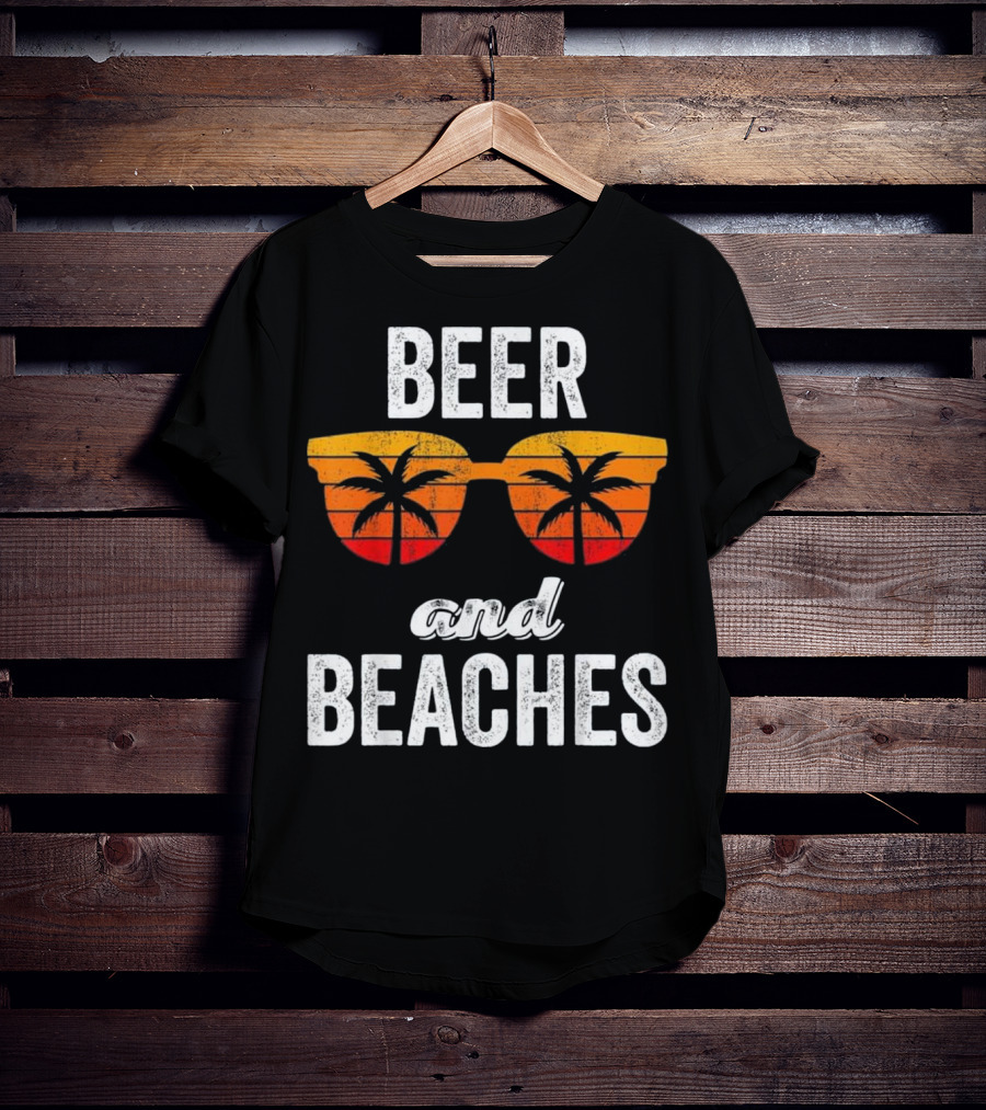 Beer And Beaches Sunset Palm Sunglasses Tank T-Shirt
