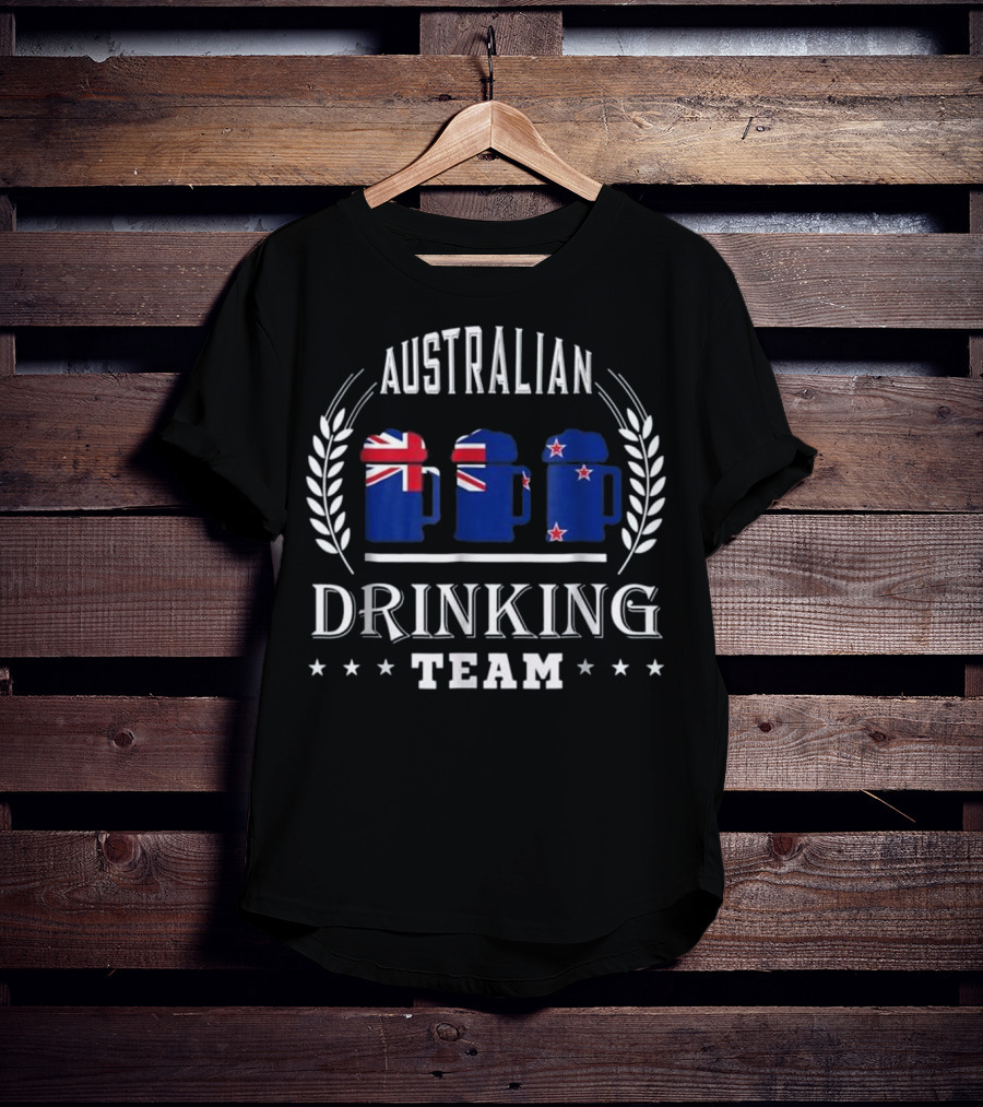 Australian Drinking Team Beer Mugs With Australian And New Zealand Flags T-Shirt