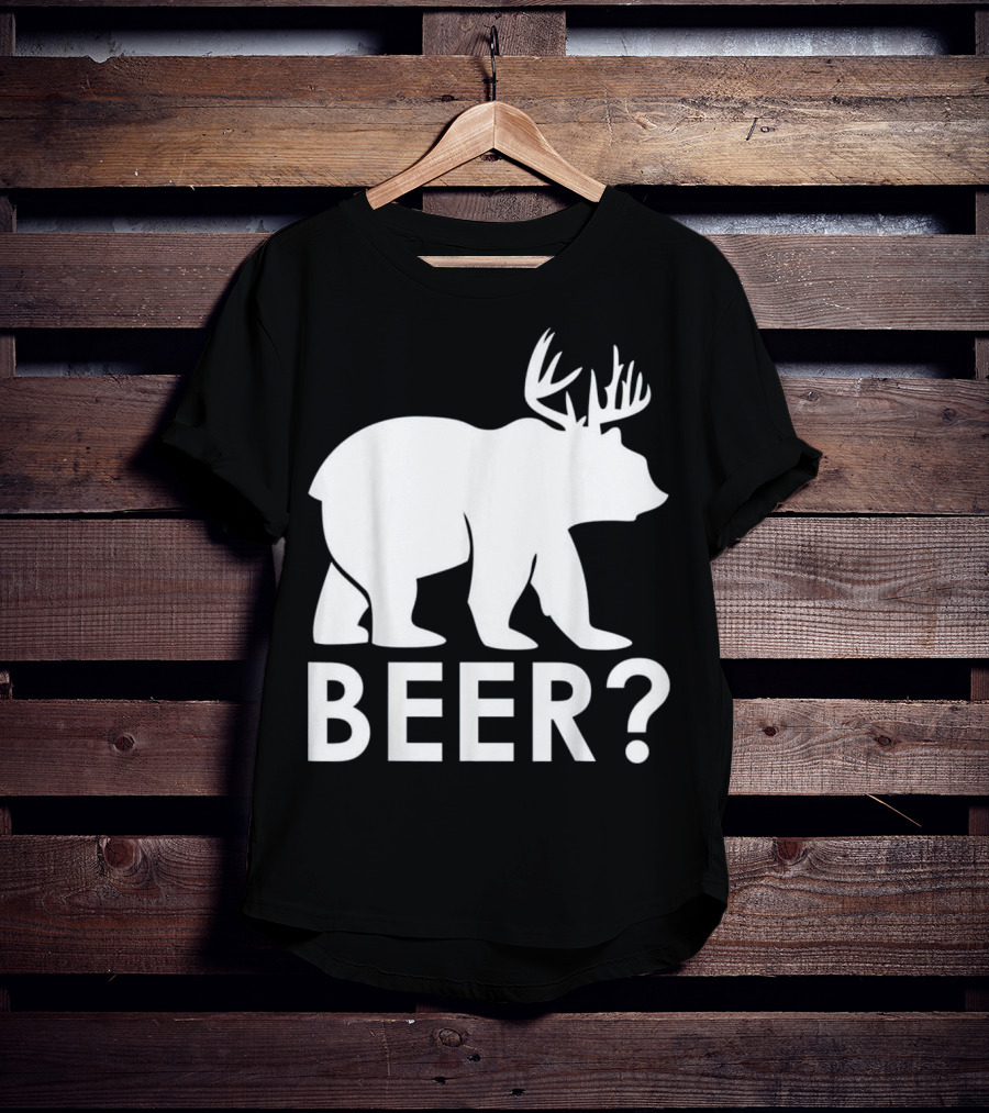Beer Bear Deer With Antler Question Mark T-Shirt